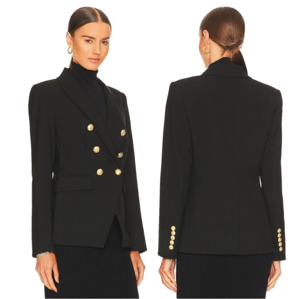Veronica Beard Black Double-Breasted Blazer with Gold Buttons - Picture 4 of 16